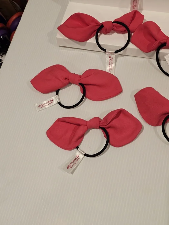 American Girl Store Exclusive Cafe Doll Pink Hair Bow Ponytail Holders Tie Set - Picture 5 of 9